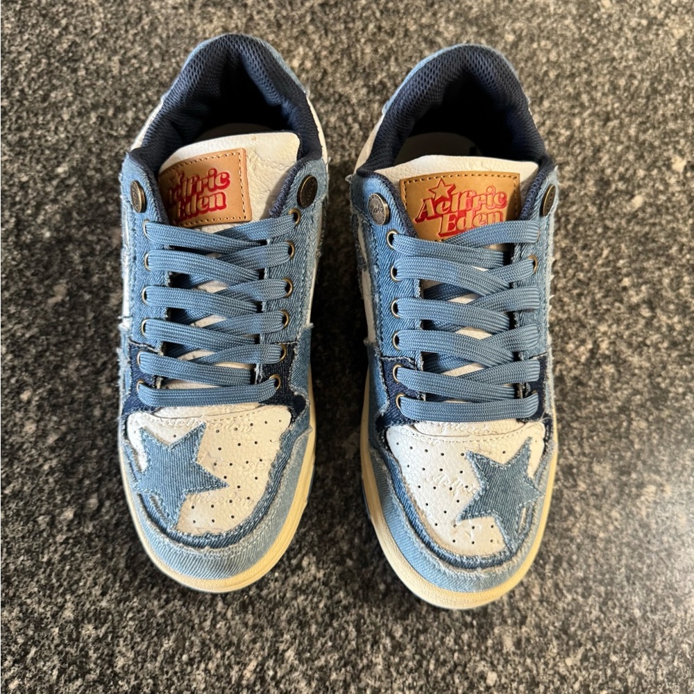 Authentic AELFRIC EDEN | Starry climb starts casual all - match denim shoes 💙🤍